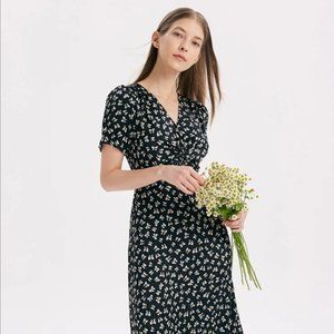 V-Neck Twisted Midi Dress